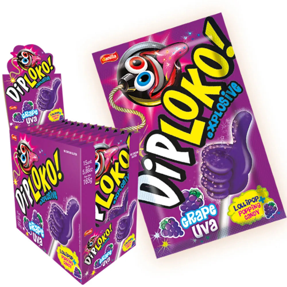 Lollipop Dip Loko explosive grape flavor 15 units of 11G 165G